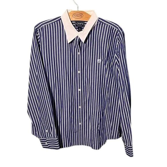 Chaps Classics Striped Shirt XL Blue White - Picture 2 of 6